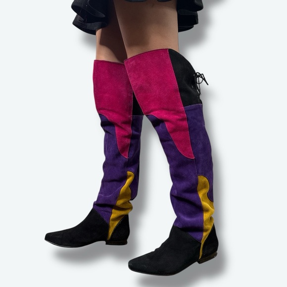 American Vintage Shoes - 1980s Colorful Over-the-Knee Boots